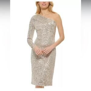 Vince Camuto One-Shoulder Sequined Sheath Dress 2 NWT